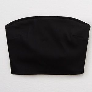 Ribbed long line strapless bikini top